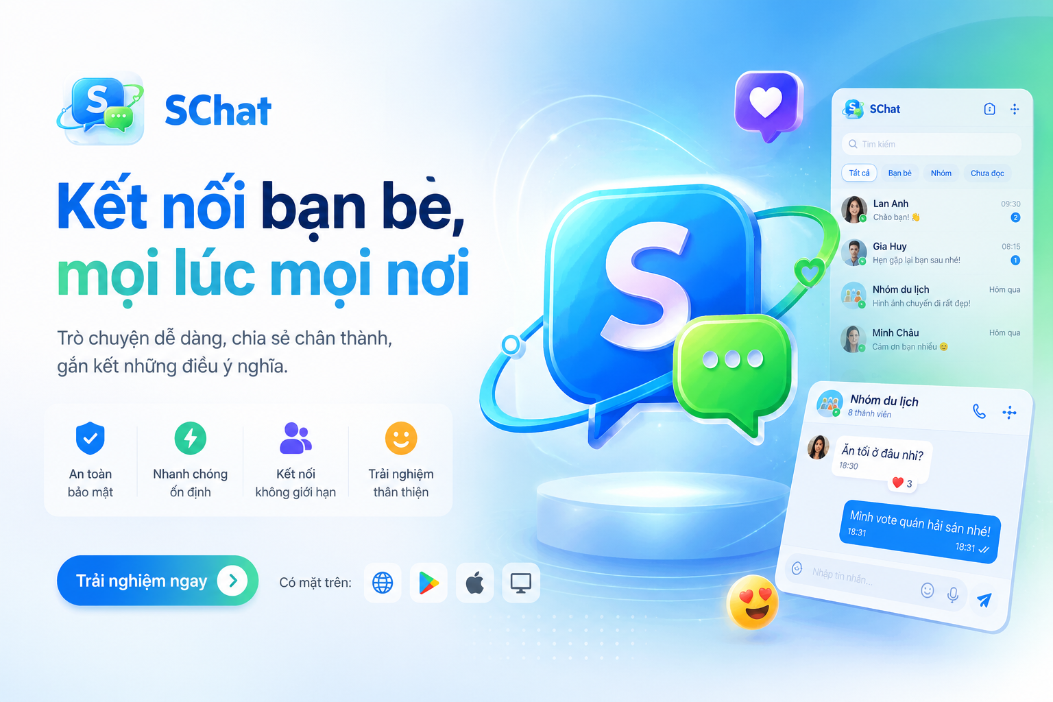 SChat - Kết nối bạn bè, mọi lúc mọi nơi